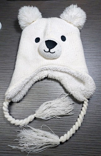 Teddybär strickmütze weiß - strickmütze,