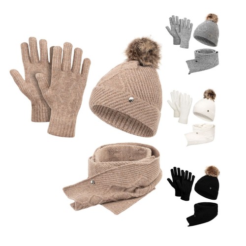 Mütze schal handschuhe set - mütze,